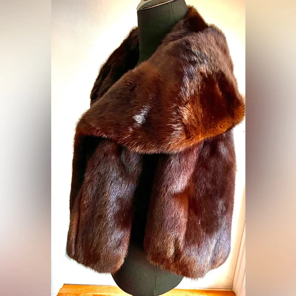 Authentic Vintage Brown/Black 100% Real Mink Fur Stole/Wrap, Godchaux’s - Picture 5 of 11